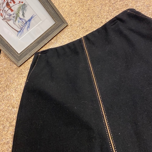 J. Crew Black and Tan Wool Blend Skirt 10 Unfinished Outer Bottom Hem - Picture 1 of 14